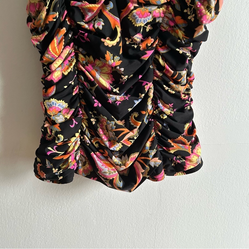 Miraclesuit Sz S Paisley Ruched Tankini Tropical Vacation Swimsuit Top - Picture 7 of 9
